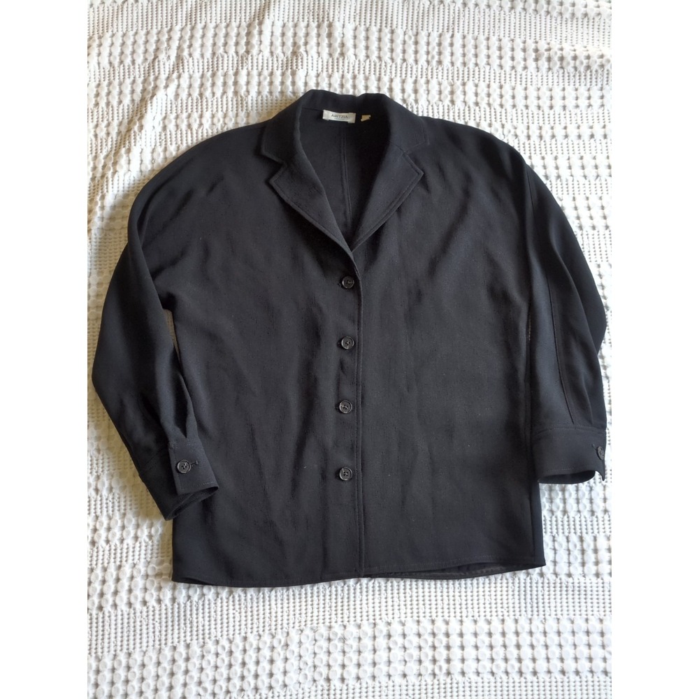 Aritzia Freeform Shirt Crepette Oversized Shirt Jacket Black Sz XXS Button Up